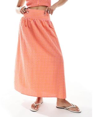 JJXX Lange Rok Met Gingham Ruit - Oranje
