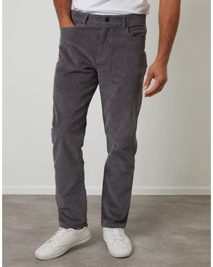Threadbare Straight Leg 5 Pocket Corduroy Trousers With Stretch - Grey