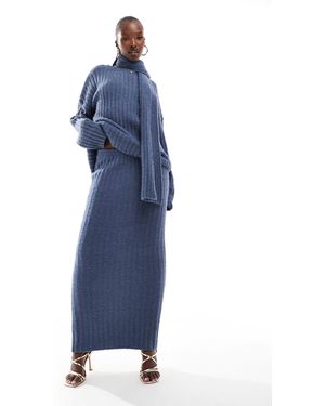Kaiia – exklusiver maxirock aus bouclé-strick - Blau