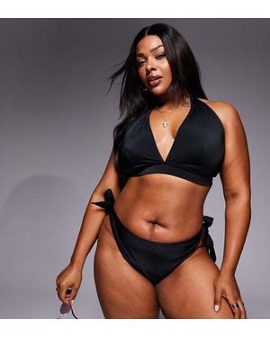 ASOS Asos Design Curve Maya Leblon High Leg Tie Side Bikini Bottom - Black