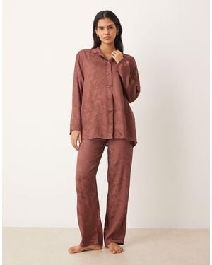 Mango – satin-pyjamahose - Rot