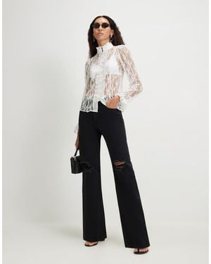 River Island Relaxed Straight Leg Ripped Jeans - White