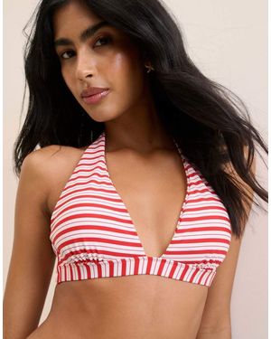 Nobody's Child Striped Halterneck Bikini Top - Red