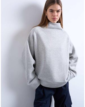 TOPSHOP Sudadera Extragrande Con Cuello Alzado De - Gris