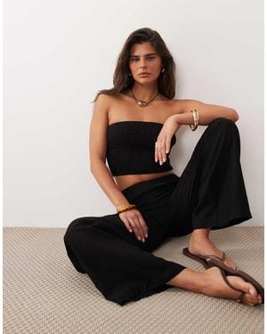 The Frolic Exclusive Shirred Bandeau Top - Black