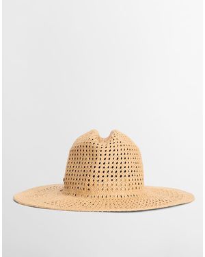 Barbour Gabby Lightweight Fedora Hat With Chin Strap - Natural