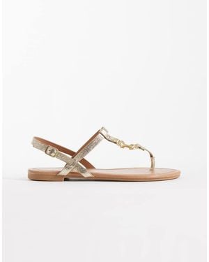 New Look Thong Metal Detail Flat Sandals - Metallic