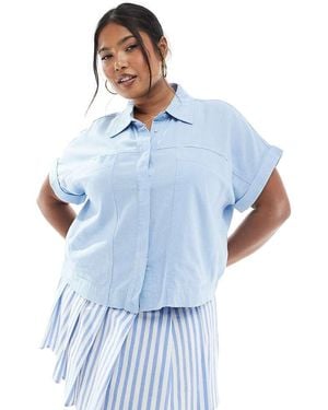 ONLY Short Sleeve Boxy Shirt - Blue