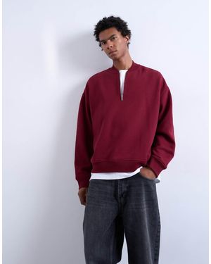 TOPMAN Sudadera Bomber Con Cremallera Corta De - Rojo