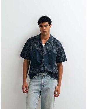 HUGO Hugo Printed Camp Collar Shirt - Blue
