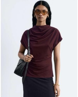 & Other Stories High Neck Ruched Top - Purple