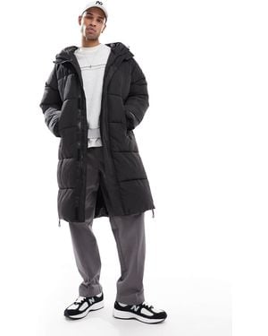 Bershka Longline Puffer Coat - Black