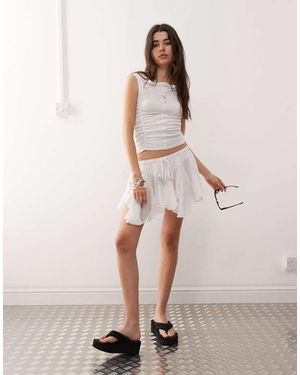 Collusion Volume Ruffle Beach Skirt - Natural