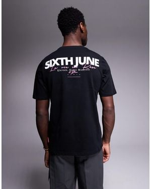 Sixth June Script Logo Back Print T-shirt - Blue