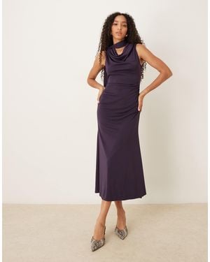Nobody's Child Seren Scarf Tie Neck Midi Dress - Blue