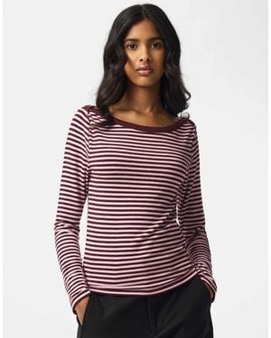 Pieces Sof gestreiftes jersey-stretch-top - Rot