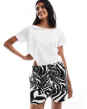 ASOS Linen Look Pull On Shorts Co-ord - White