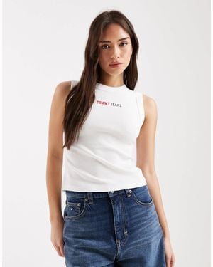 Tommy Hilfiger Essential Logo Rib Slim Fit Singlet - White