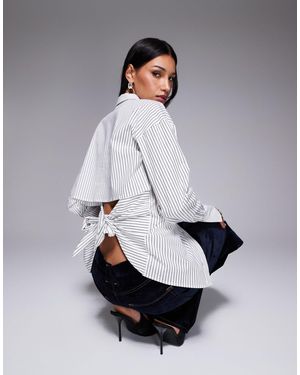 GOOD AMERICAN Poplin Tie Back Shirt - Grey