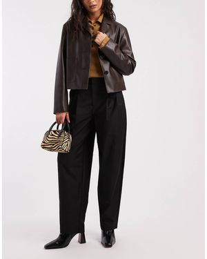 Object Pleat Front Barrel Leg Detail Trouser - Black