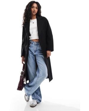 Pull&Bear Belted Wool Look Tailored Trench Coat - Blue