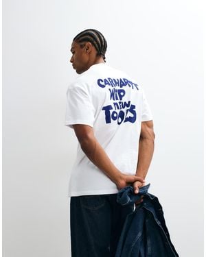 Carhartt Cutout Front And Back Print Logo T-shirt - Blue