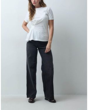 Vero Moda Olivia Jeans Wide Leg Elasticizzati A Vita Alta Neri - Grigio