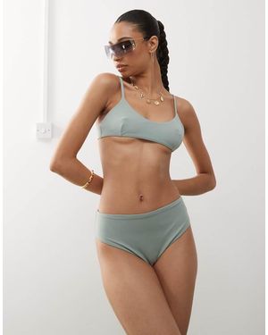 Weekday Top Bikini Con Scollo Rotondo Salvia - Verde