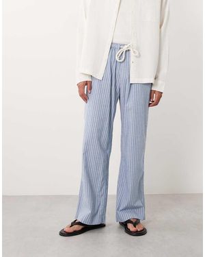 Abercrombie & Fitch Cotton Rich baggy Pull On Seersucker Trousers - Blue
