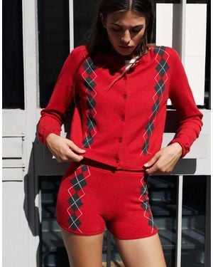 Pull&Bear Gilet en maille à motif losanges - Rouge