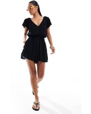 Superdry Short Sleeve Printed Playsuit - Black