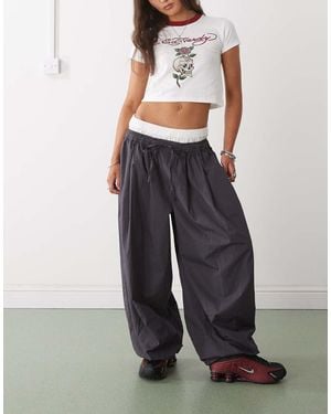 Collusion Boxer Detail Balloon Trousers - Grey