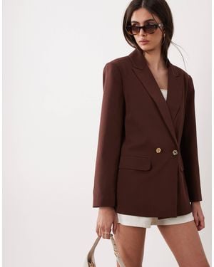 Miss Selfridge Double Breasted Blazer - Brown