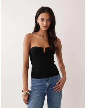 Abercrombie & Fitch Bandeau Top With Structured Hardware Detail - Blue