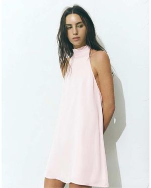 Pull&Bear Short Halter Satin Dress - White