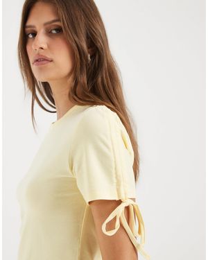 Pieces Ruched Shoulder T-shirt - Natural
