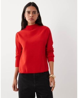 Mango Top Lavorato A Maglia Accollato - Rosso