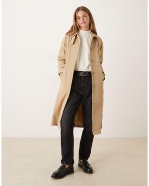 Vila Neck Detail Trench Coat - Natural