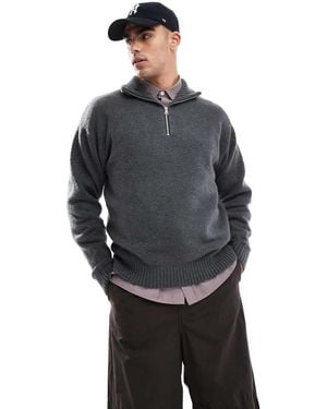 Jack & Jones Fluffy Knitted Half Zip - Grey