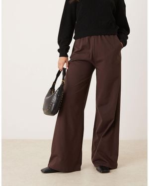 ASOS Cotton Wide Leg Pants Co Ord - Brown