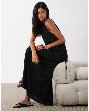 ASOS Textured Jersey Wrap Scarf Detail Maxi Dress - Black