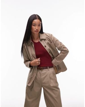 Aware Trucker Style Tailored Jacket Co-ord - Brown