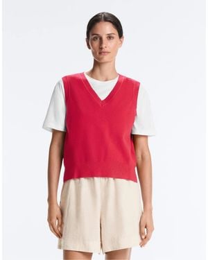 Oysho V-neck Knit Vest - Red
