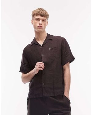Lacoste Revere Collar Short Sleeve Shirt - Brown