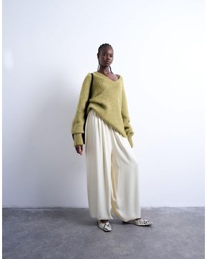 TOPSHOP Satin High Waisted Oversized Balloon Hem Pants - White