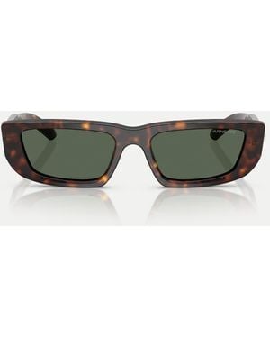 Arnette Occhiali Da Sole Rettangolari Havana Scuro Con Lenti Verdi - Verde