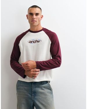 ASOS Raglan Boxy Relaxed T-shirt With Front Text Graphic - Red