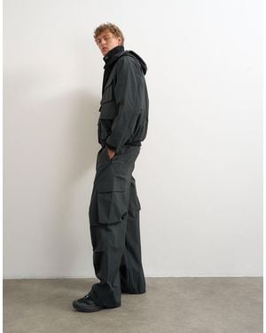 TOPMAN baggy Fit Waterproof Nylon Utility Pants - Black