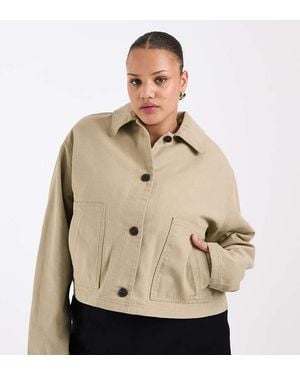 ASOS Asos Design Curve Short Cotton Harrington Jacket - Natural