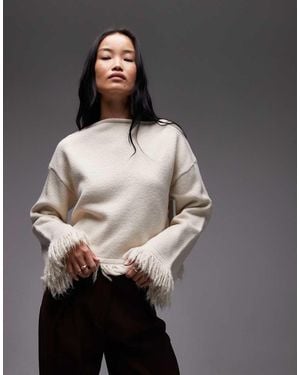 ASOS Knitted Oversized Tassel Jumper - Grey